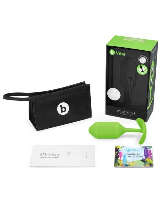 Лаймовая пробка для ношения B-vibe Snug Plug 3 - 12,7 см. - b-Vibe