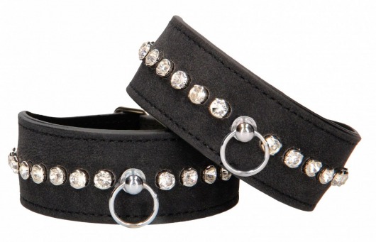 Черные поножи Diamond Studded Ankle Cuffs - Shots Media BV - купить с доставкой в Мурманске