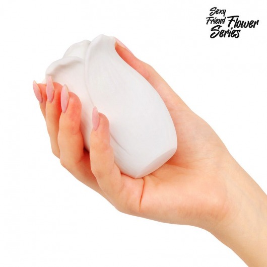 Белый нереалистичный мастурбатор в форме бутона цветка White Rose - 1137 - в Мурманске купить с доставкой