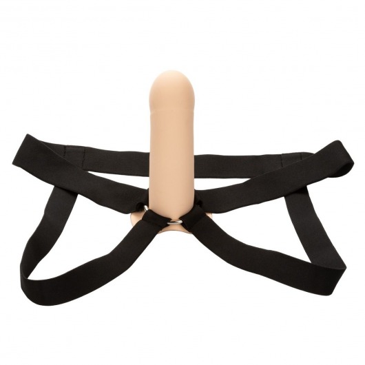 Телесный фаллопротез из силикона Extension with Harness - 15,75 см. - California Exotic Novelties - купить с доставкой в Мурманске