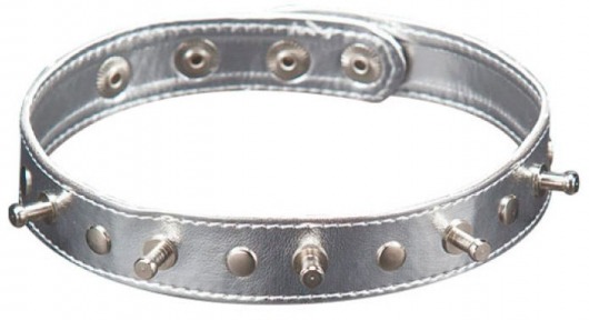 Серебристый ошейник с шипами - Sitabella - купить с доставкой в Мурманске