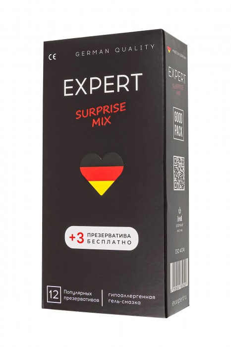 Презервативы EXPERT Surprise Mix - 12 шт.(+3 в подарок) - Expert - купить с доставкой в Мурманске