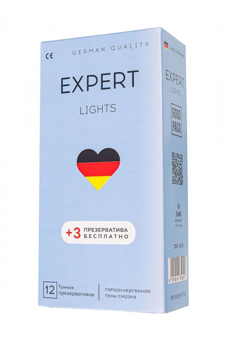 Ультратонкие презервативы EXPERT Lights - 12 шт.(+3 в подарок) - Expert - купить с доставкой в Мурманске