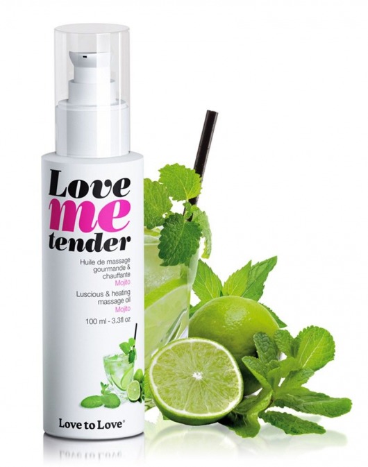 Съедобное согревающее массажное масло Love Me Tender Mojito с ароматом мохито - 100 мл. - Love to Love - купить с доставкой в Мурманске