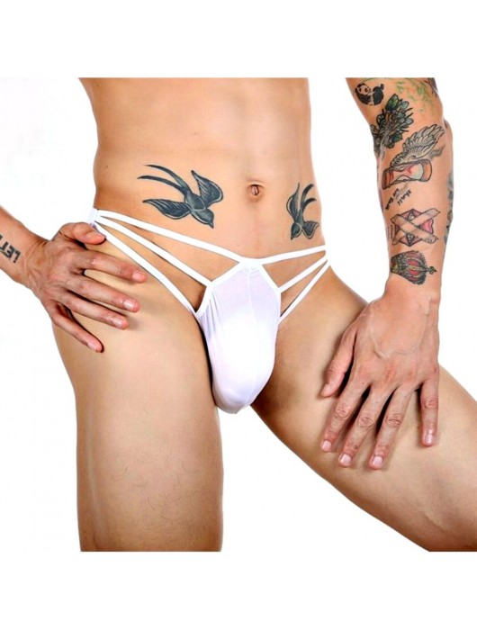 Белые сексуальные трусы-стринги на тонких бретелях - Romeo Rossi купить с доставкой