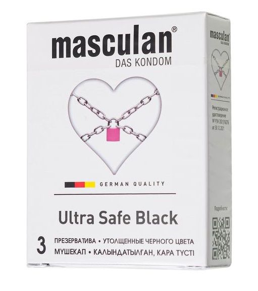 Ультрапрочные презервативы Masculan Ultra Safe Black - 3 шт. - Masculan - купить с доставкой в Мурманске