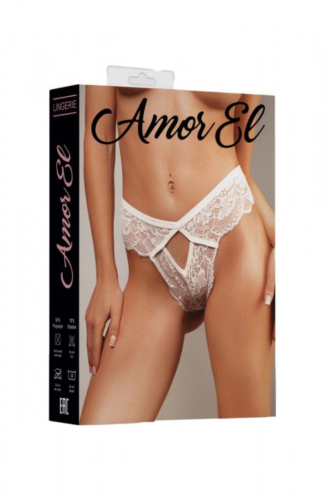 Кружевные трусики-танга с соблазнительными вырезами - Amor El купить с доставкой