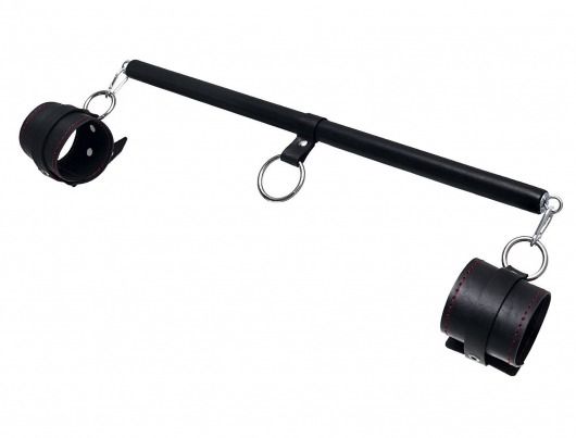 Черная распорка для ног с кожаными манжетами - Pecado - купить с доставкой в Мурманске