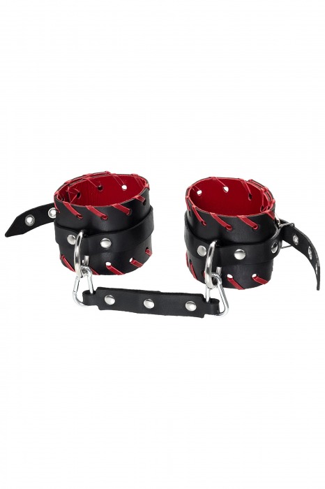 Черно-красные оковы из натуральной кожи - Pecado - купить с доставкой в Мурманске