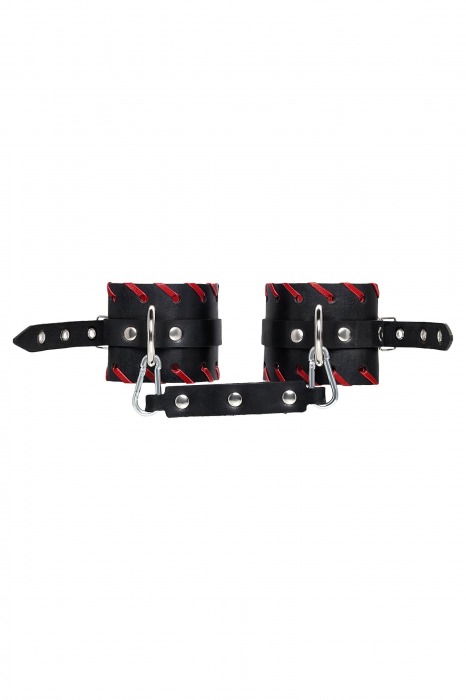 Черно-красные оковы из натуральной кожи - Pecado - купить с доставкой в Мурманске