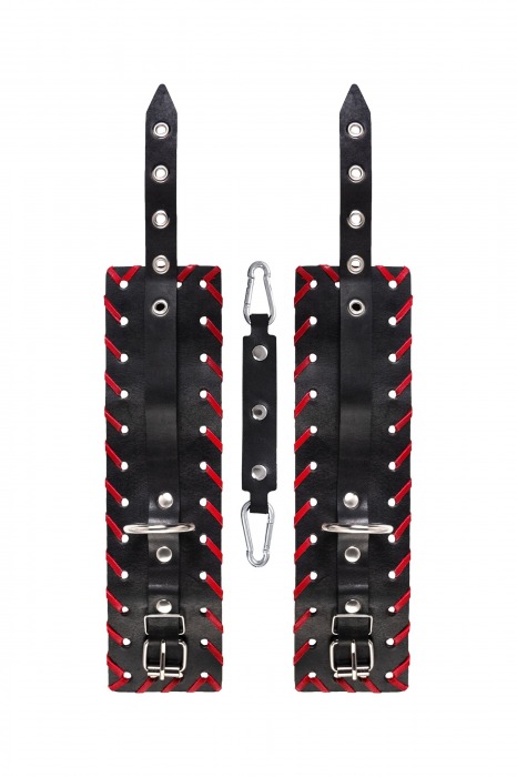 Черно-красные оковы из натуральной кожи - Pecado - купить с доставкой в Мурманске