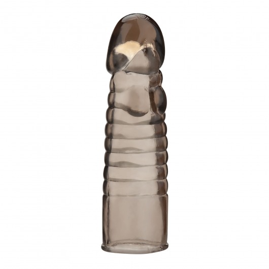 Дымчатая насадка-удлинитель Ribbed Realistic Penis Enhancing Sleeve Extension - 15,2 см. - BlueLine - в Мурманске купить с доставкой