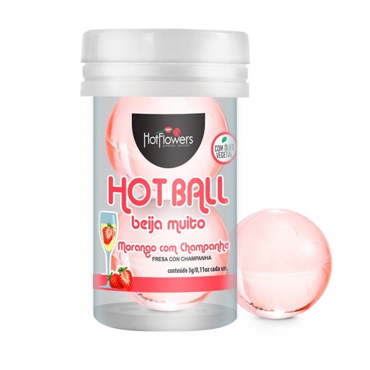 Лубрикант на масляной основе Hot Ball Beija Muito с ароматом клубники и шампанского (2 шарика по 3 гр.) - HotFlowers - купить с доставкой в Мурманске