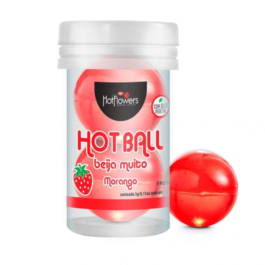 Лубрикант на масляной основе Hot Ball Beija Muito с ароматом клубники (2 шарика по 3 гр.) - HotFlowers - купить с доставкой в Мурманске