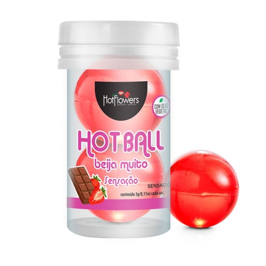 Лубрикант на масляной основе Hot Ball Beija Muito с ароматом шоколада и клубники (2 шарика по 3 гр.) - HotFlowers - купить с доставкой в Мурманске