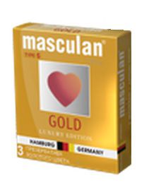 Презервативы Masculan Ultra Gold с золотым напылением и ароматом ванили - 3 шт. - Masculan - купить с доставкой в Мурманске