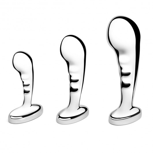 Набор из 3 стальных стимуляторов простаты Stainless Steel P-spot Training Set - b-Vibe - в Мурманске купить с доставкой