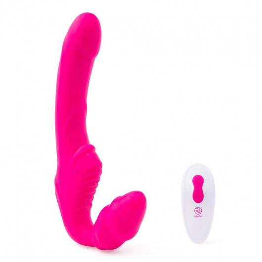 Розовый безремневой страпон на радиоуправлении Strapless Together - 22 см. - Together Toy - купить с доставкой в Мурманске