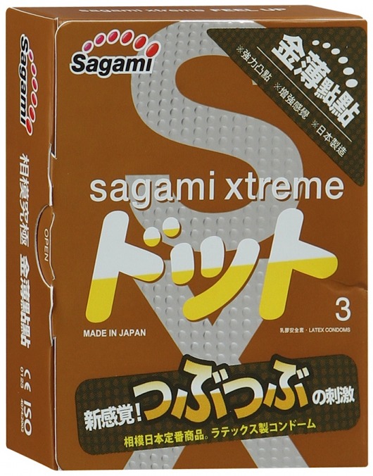 Презервативы Sagami Xtreme FEEL UP с точечной текстурой и линиями прилегания - 3 шт. - Sagami - купить с доставкой в Мурманске