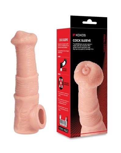 Телесная фантазийная насадка на член Cock Sleeve Size M - KOKOS - в Мурманске купить с доставкой