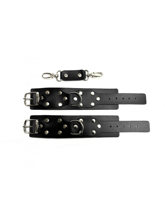 Черные кожаные наручники Sex Game - БДСМ Арсенал - купить с доставкой в Мурманске