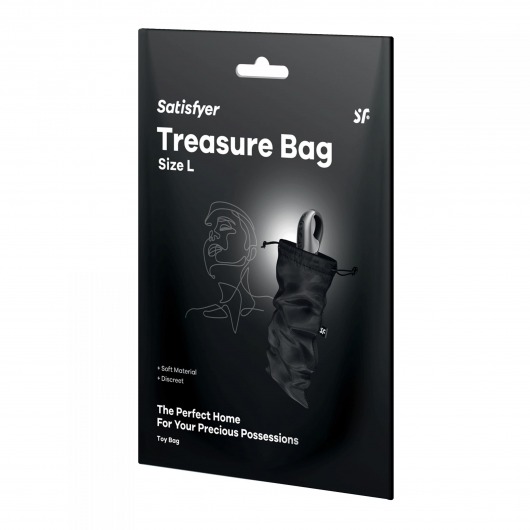 Черный мешочек для хранения игрушек Treasure Bag L - Satisfyer - купить с доставкой в Мурманске