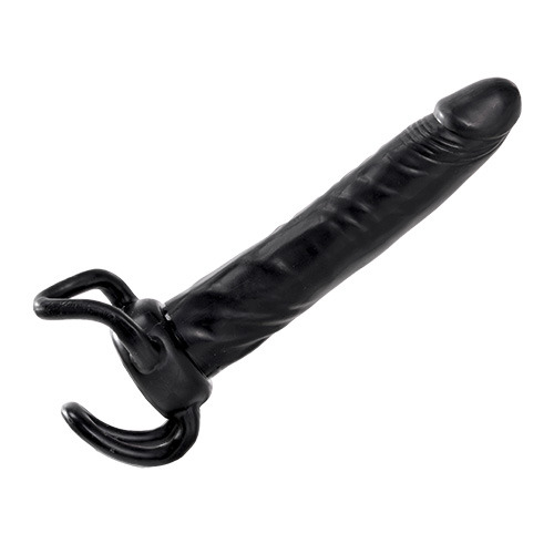 Чёрная насадка-фаллос для двойного проникновения INFLATABLE DILDO SLIM DONG  - 13,5 см. - Toyz4lovers - в Мурманске купить с доставкой