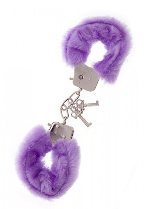 Фиолетовые меховые наручники METAL HANDCUFF WITH PLUSH LAVENDER - Dream Toys - купить с доставкой в Мурманске