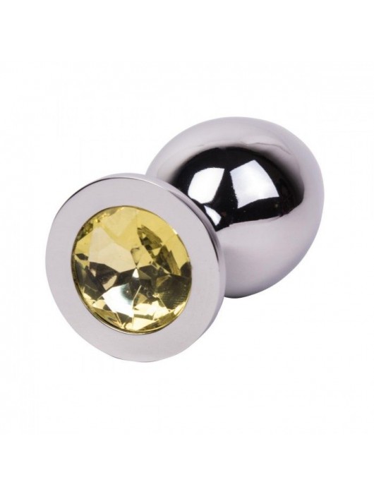 Большой стальной плаг с желтым кристаллом Sweet Lemon - 9,5 см. - Erotic Fantasy - купить с доставкой в Мурманске