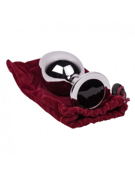 Большой стальной плаг с черным кристаллом Black Rave - 9,5 см. - Erotic Fantasy - купить с доставкой в Мурманске