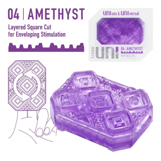 Фиолетовый мастурбатор-стимулятор Tenga Uni Amethyst - Tenga - в Мурманске купить с доставкой