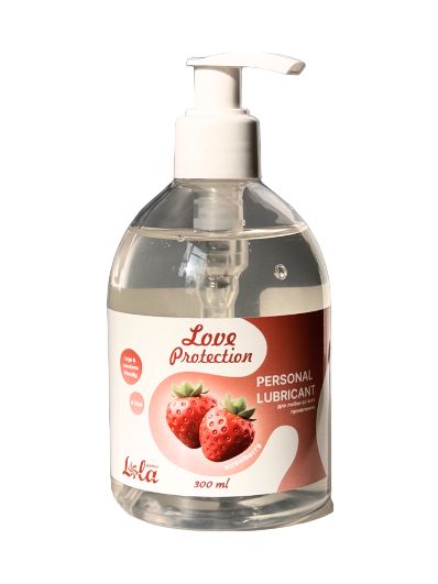Лубрикант на водной снове Love Protection Strawberry с ароматом клубники - 300 мл. - Lola Games - купить с доставкой в Мурманске