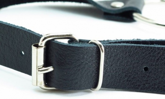 Черный кожаный кляп с кольцом - БДСМ Арсенал - купить с доставкой в Мурманске