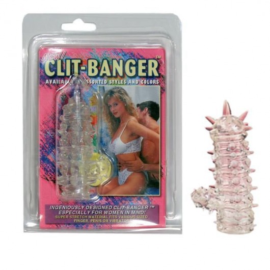 Прозрачная насадка с шипами и клиторальной шишечкой CLIT-BANGER SLEEVE IN CLEAR - Tonga - в Мурманске купить с доставкой