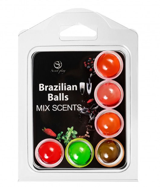 Набор из 6 шариков с ароматизированными массажными маслами Brazilian Balls - Secret Play - купить с доставкой в Мурманске