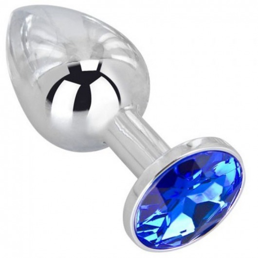 Анальное украшение BUTT PLUG  Small с синим кристаллом - 7 см. - Anal Jewelry Plug - купить с доставкой в Мурманске