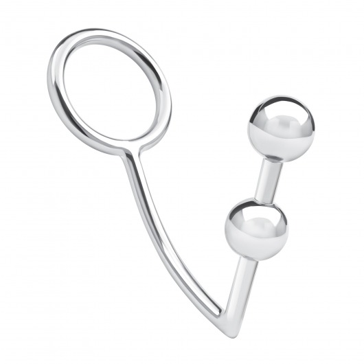 Кольцо на пенис с анальным стимулятором Two Bead Stainless Steel Anal Hook   Cock Ring - BlueLine - в Мурманске купить с доставкой