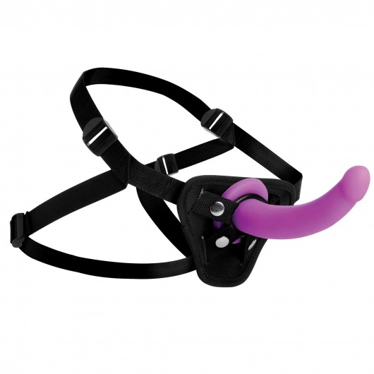 Лиловый поясной страпон Navigator Silicone G-Spot Dildo with Harness - 17,8 см. - XR Brands - купить с доставкой в Мурманске