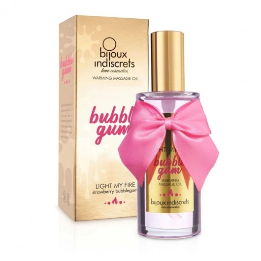 Разогревающее массажное масло Light My Fire Bubble Gum с ароматом бабл-гам - 100 мл. - Bijoux Indiscrets - купить с доставкой в Мурманске