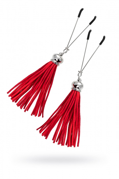 Зажимы на соски «Вилки» с красными кисточками из замши - Pecado - купить с доставкой в Мурманске