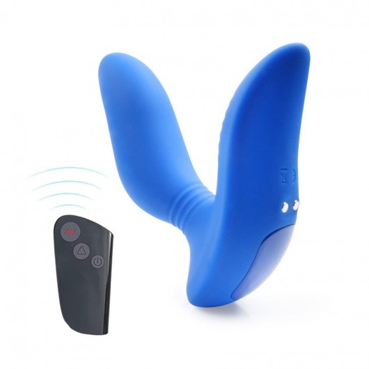 Синий вибромассажер простаты 3,5’’ Remote Control Curve P-spot Massager - 12 см. - Erokay - в Мурманске купить с доставкой