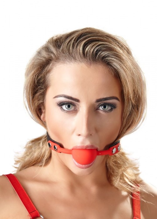 Силиконовый кляп-шар на чёрных ремешках Red Gag silicone - Orion - купить с доставкой в Мурманске