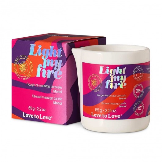 Массажная свеча Light My Fire с ароматом моной - 80 мл. - Love to Love - купить с доставкой в Мурманске