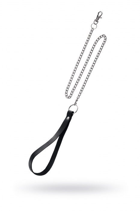 Поводок с ручкой из черной натуральной кожи и карабином для ошейника - Pecado - купить с доставкой в Мурманске