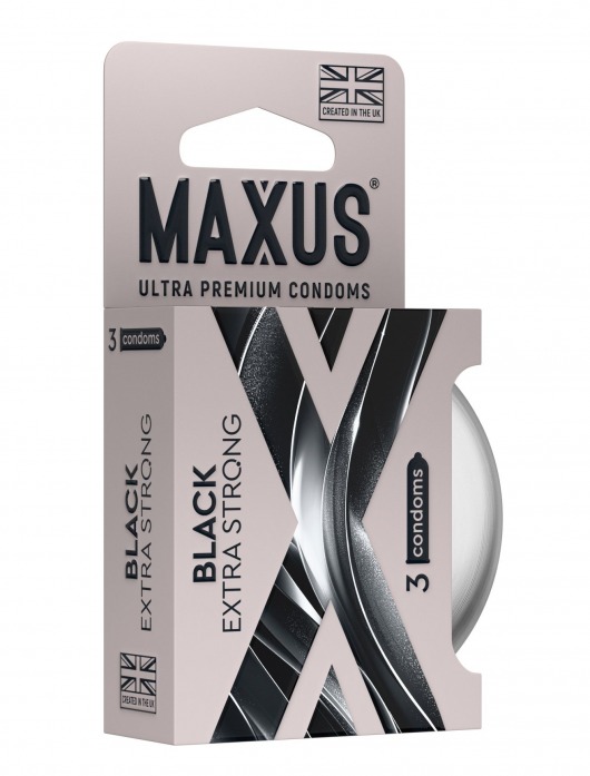 Черные утолщенные презервативы MAXUS Extra Strong с железным кейсом - 3 шт. - Maxus - купить с доставкой в Мурманске