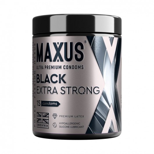 Черные утолщенные презервативы MAXUS Extra Strong с железным кейсом - 15 шт. - Maxus - купить с доставкой в Мурманске