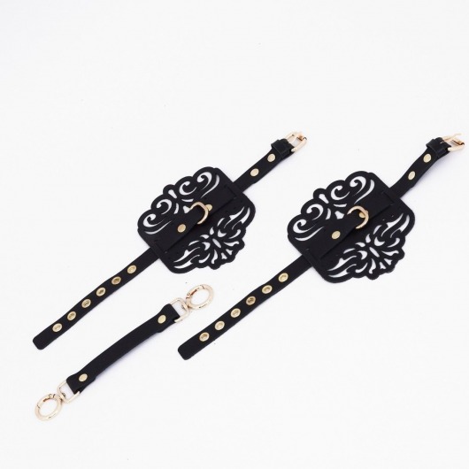 Черный фигурные оковы с золотистой фурнитурой - Crazy Handmade - купить с доставкой в Мурманске