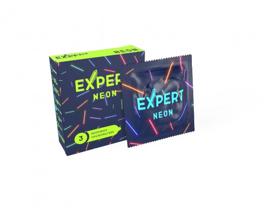 Светящиеся в темноте презервативы Expert Neon - 3 шт. - Expert - купить с доставкой в Мурманске