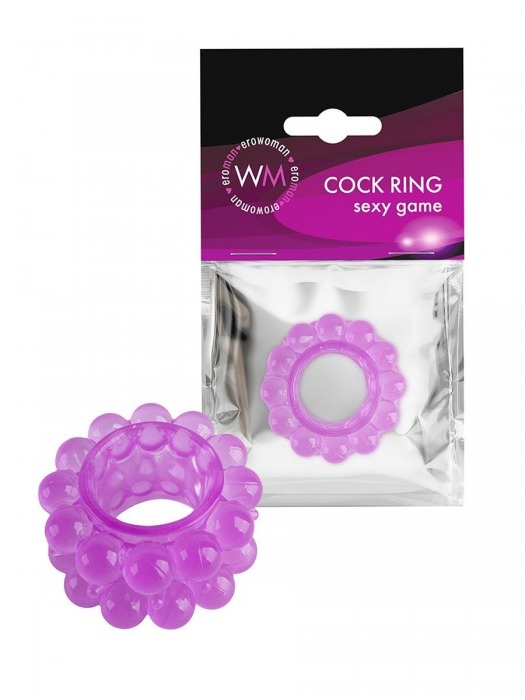 Лиловое эрекционное кольцо с 2 рядами стимулирующих шариков - Erowoman-Eroman - в Мурманске купить с доставкой