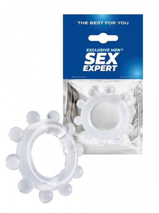 Прозрачное эрекционное кольцо со стимулирующими шариками - Sex Expert - в Мурманске купить с доставкой